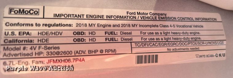 image for item KW9080 2018 Ford F450 Super Duty  Crew Cab utility / service truck