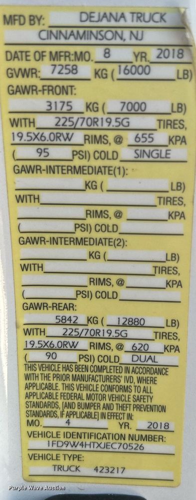 image for item KW9080 2018 Ford F450 Super Duty  Crew Cab utility / service truck