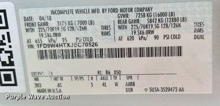 image for item KW9080 2018 Ford F450 Super Duty  Crew Cab utility / service truck