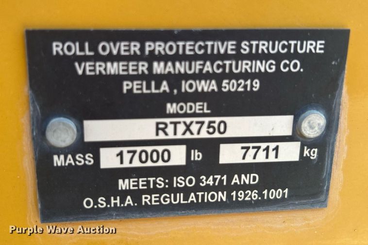 image for item KW9088 2015 Vermeer RTX750  trencher