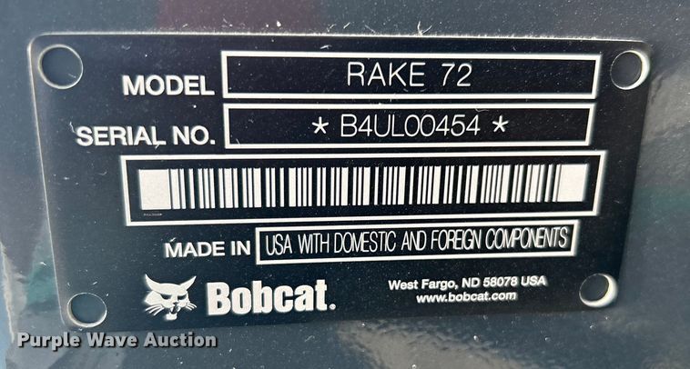 image for item LE9792 Bobcat Rake 72  landscape rake