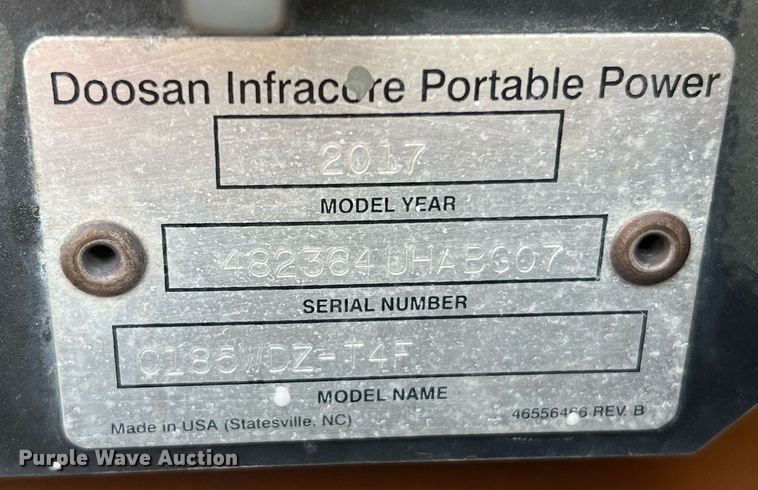 image for item LF9430 2017 Doosan C185  air compressor