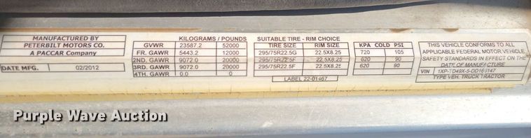 image for item LQ9240 2013 Peterbuilt 367  dump truck