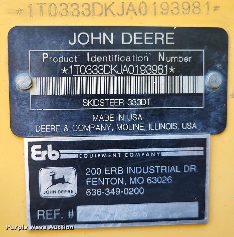 image for item LS9666 2011 John Deere 333D  tracked skid steer loader