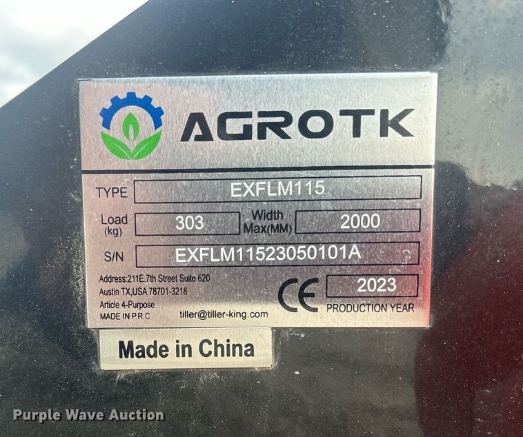 image for item MD9016 2023 Agrotk EXFLM115  flail mower