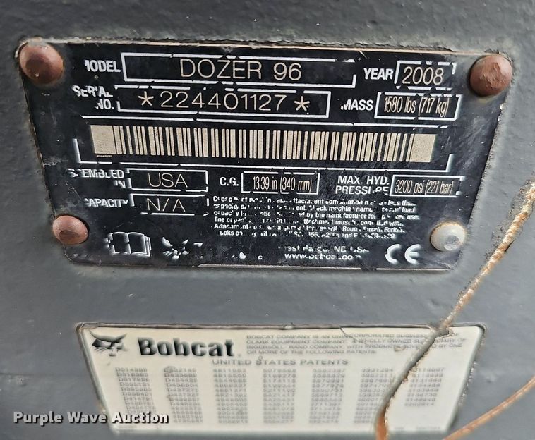 image for item MD9996 2008 Bobcat Dozer 96  skid steer dozer blade