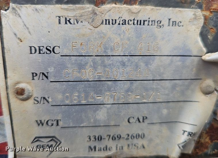 image for item ME9009 TRM Manufacturing, Inc.  60"L wheel loader forks