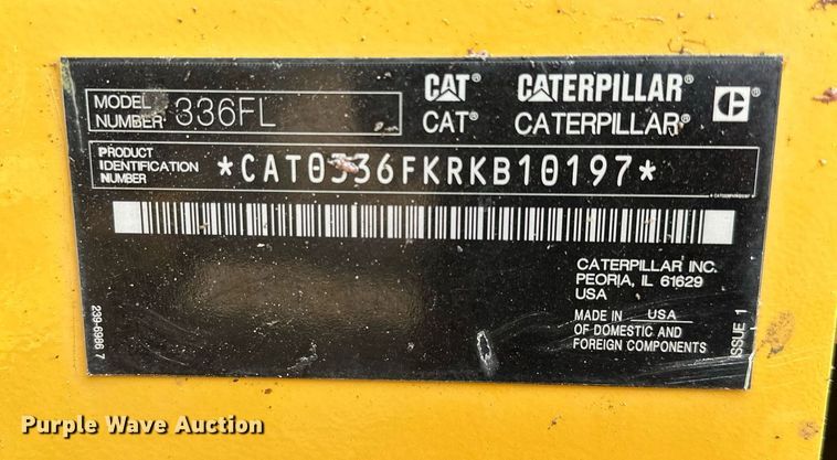 image for item MQ9328 2017 Caterpillar 336FL  excavator