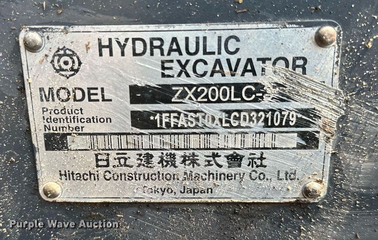 image for item MQ9329 2012 Hitachi ZX200LC-3  excavator