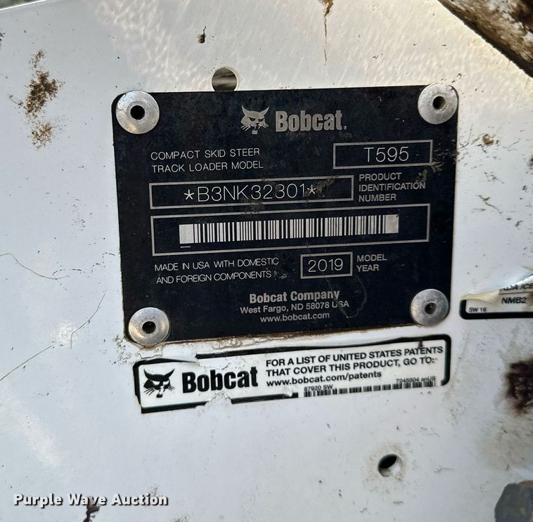 image for item MQ9335 2019 Bobcat T595  skid steer loader