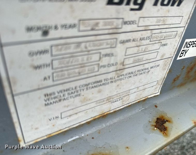 image for item MQ9339 2002 Big Tow BE-5  equipment trailer
