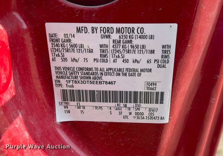 image for item MQ9362 2014 Ford  F350 Super Duty XL  SuperCab pickup truck