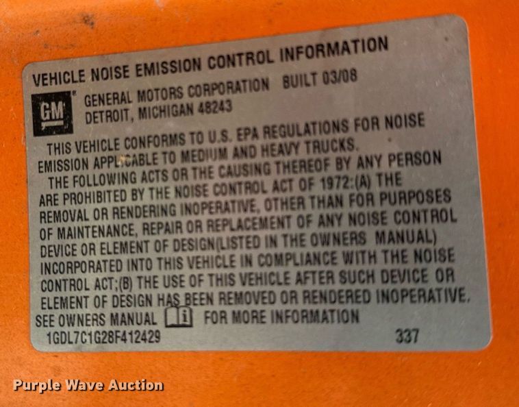 image for item MQ9367 2008 GMC C7500  forestry bucket truck