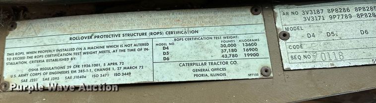 image for item MQ9376 1978 Caterpillar D6D  dozer