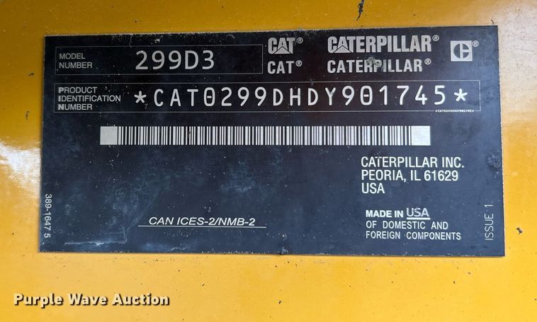 image for item NA9126 2020 Caterpillar 299D3  tracked skid steer loader