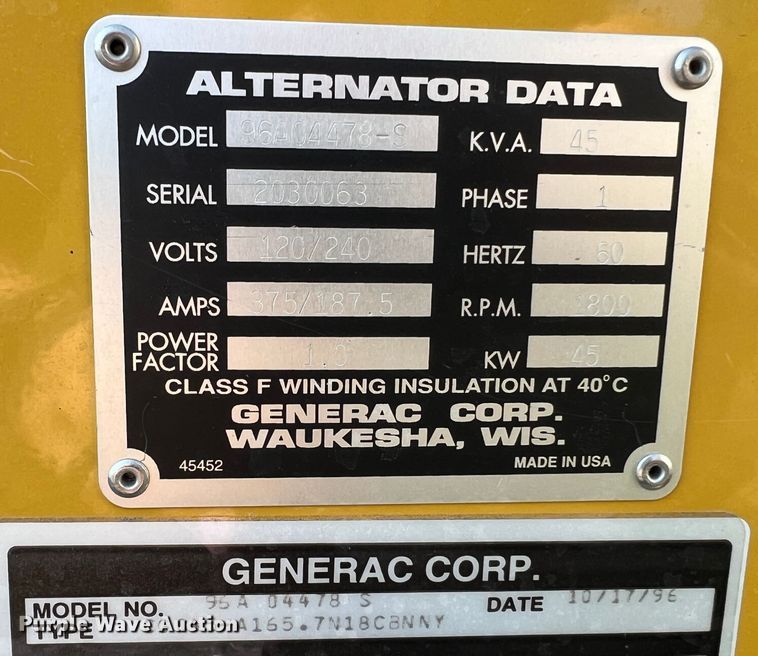 image for item NA9147 Generac 96A04478-S  generator