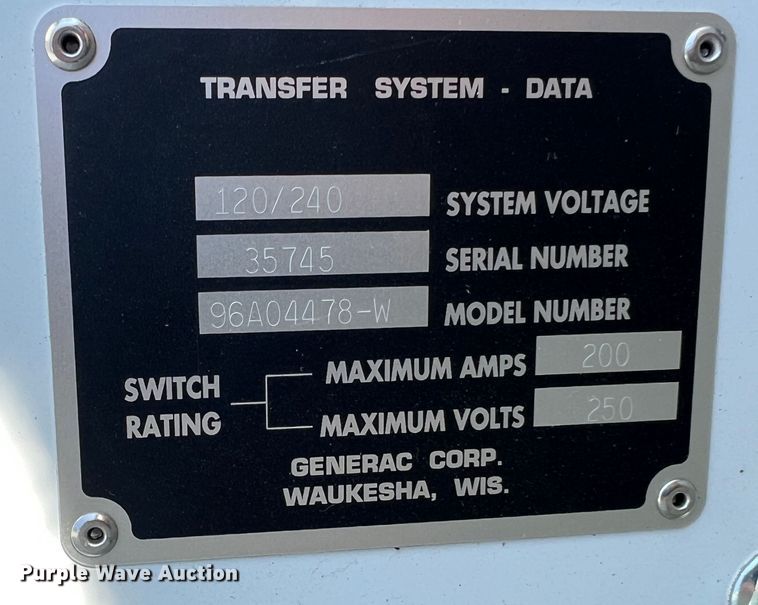 image for item NA9147 Generac 96A04478-S  generator