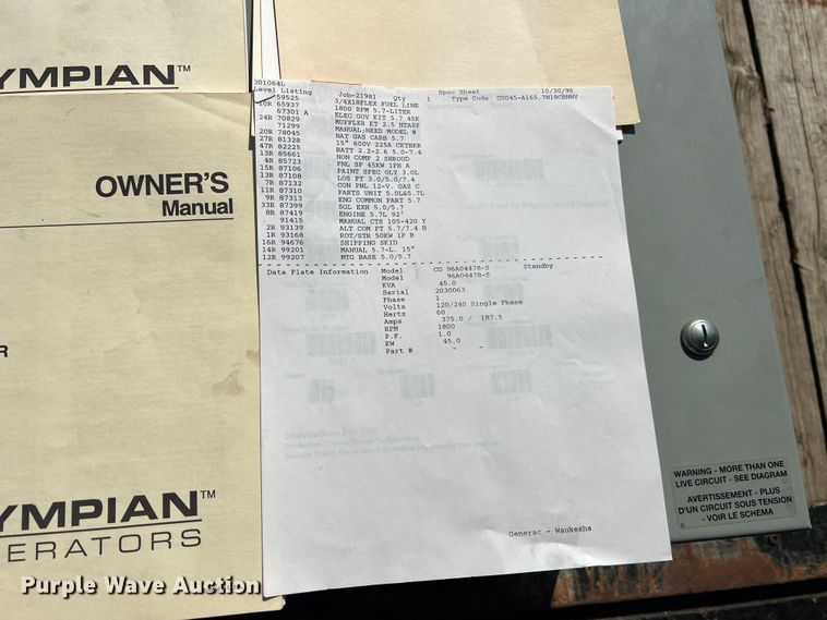 image for item NA9147 Generac 96A04478-S  generator