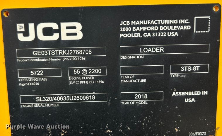 image for item NL9508 2018 JCB 3TS-8T  tracked skid steer loader