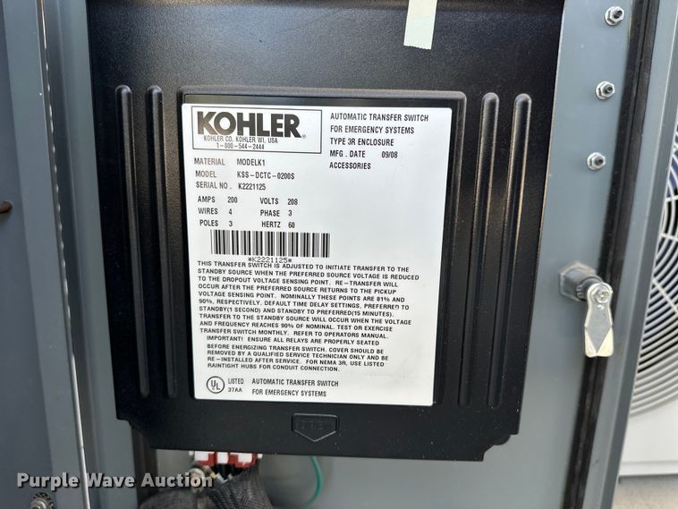 image for item NP9476 2008 Kohler 30RZG  generator