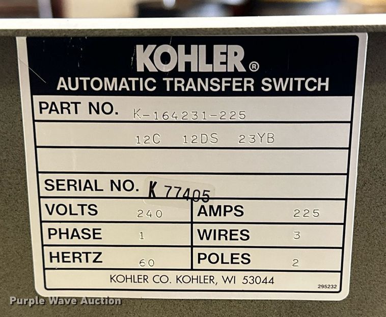 image for item NP9480 Kohler 60RZ262  generator