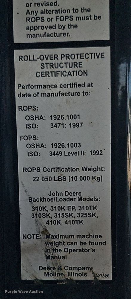 image for item NT9957 2013 John Deere 310SK  backhoe