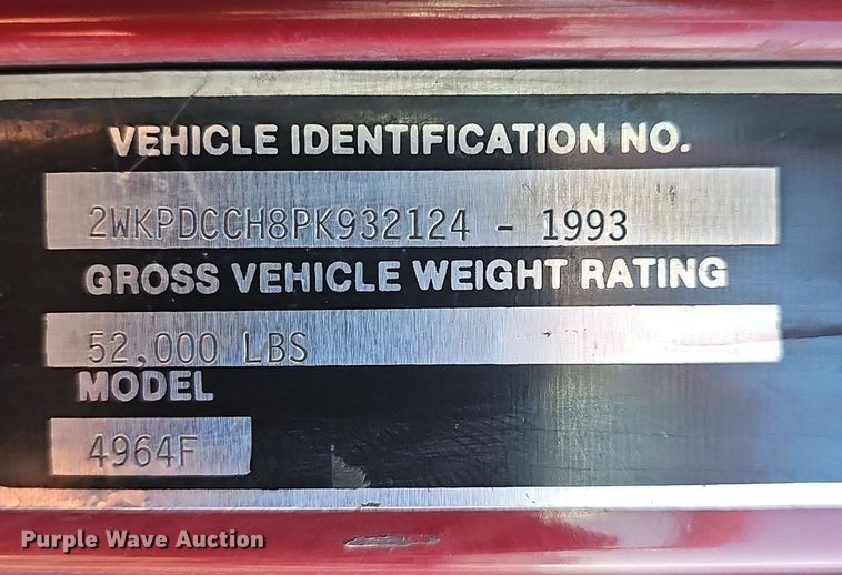 image for item NT9966 1993 Western Star 4964F  dump truck