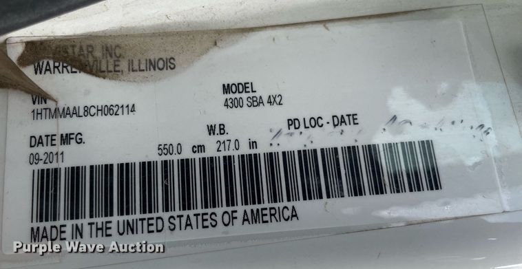 image for item NY9553 2012 International DuraStar 4300  dump flatbed truck