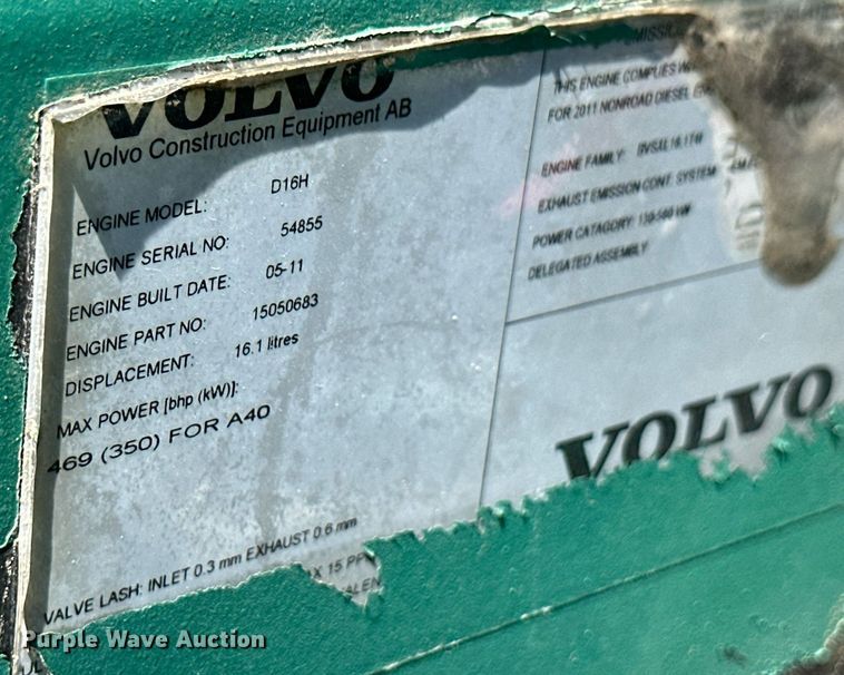 image for item OC9406 2011 Volvo A40F  haul truck