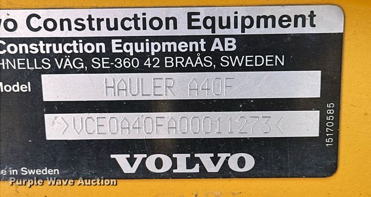 image for item OC9406 2011 Volvo A40F  haul truck