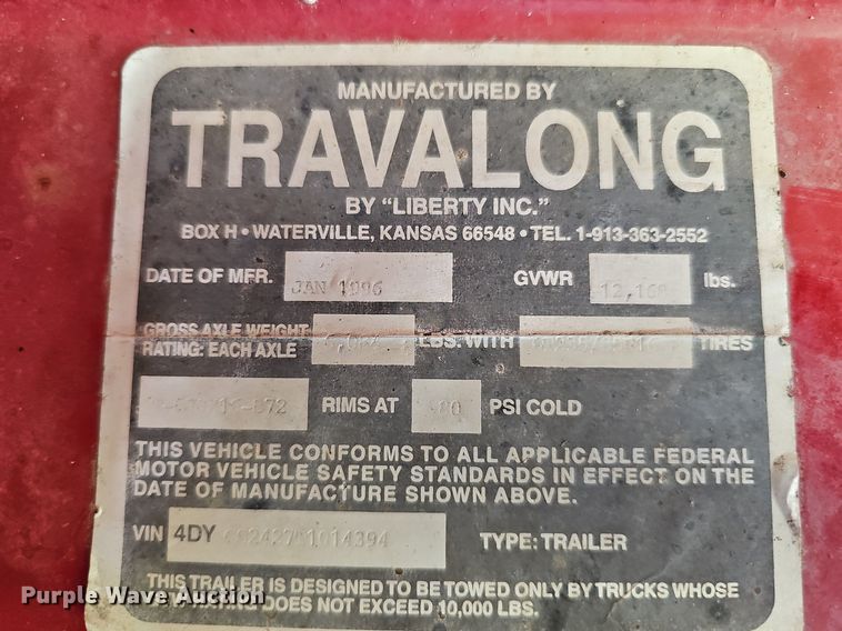 image for item DQ0303 1996 Travalong  livestock trailer