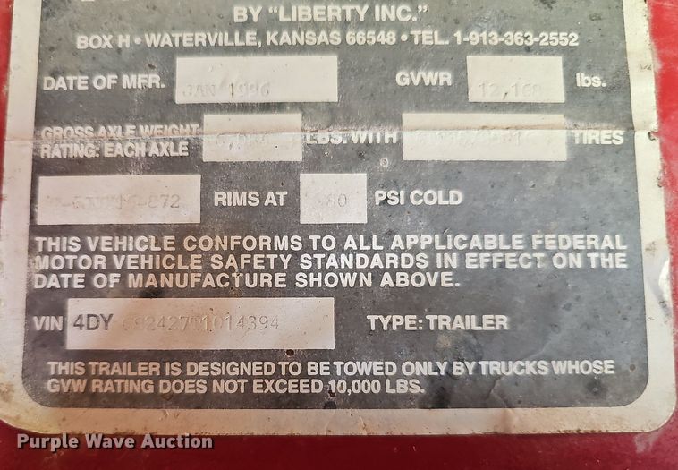 image for item DQ0303 1996 Travalong  livestock trailer