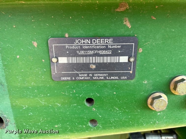 image for item DQ2191 2015 John Deere 6115M  MFWD tractor