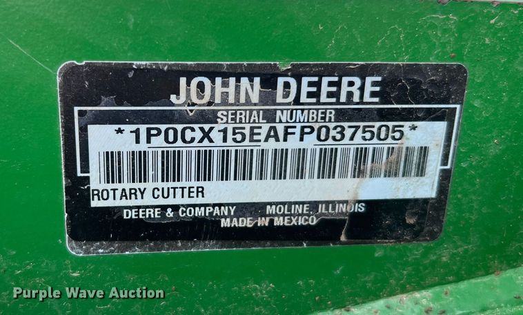 image for item DQ2192 2015 John Deere CX15  batwing rotary mower