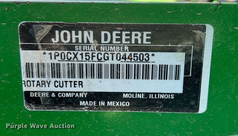 image for item DQ2193 2016 John Deere CX15  batwing rotary mower