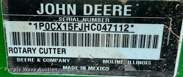 image for item DQ2195 2017 John Deere CX15  batwing rotary mower