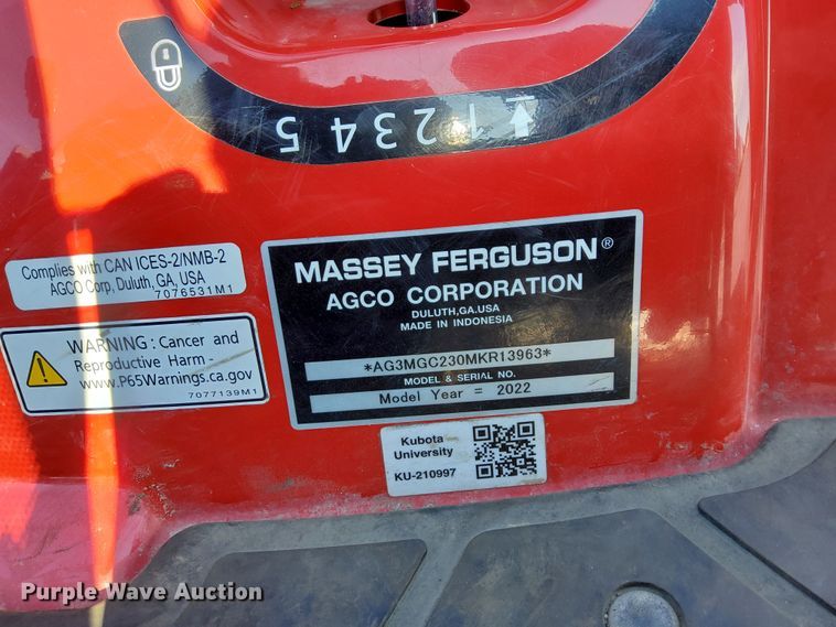 image for item LV9803 2022 Massey Ferguson GC1723  MFWD tractor