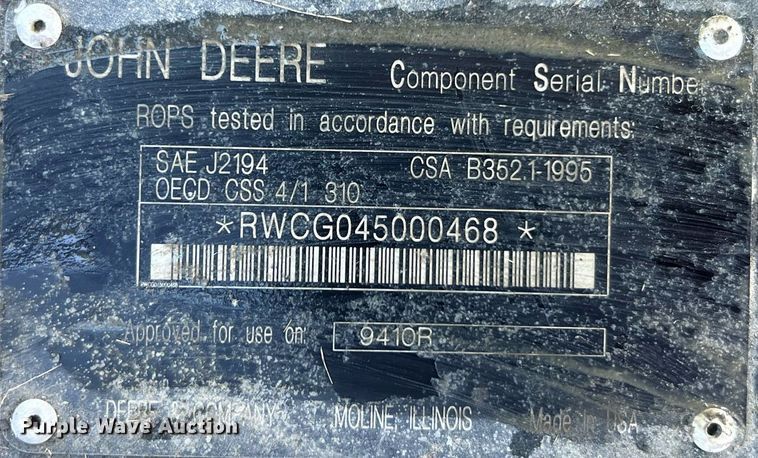 image for item NA9164 John Deere 9410R  tractor cab