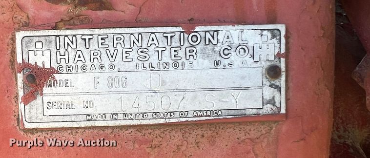 image for item NA9165 1964 International Harvester F806  tractor