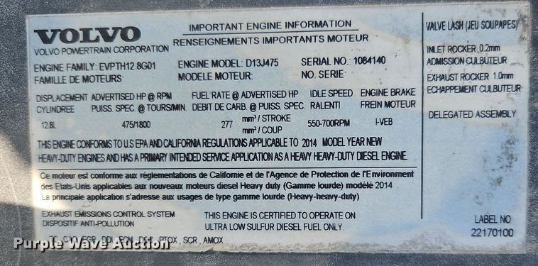 image for item DP2418 2015 Volvo VN  semi truck