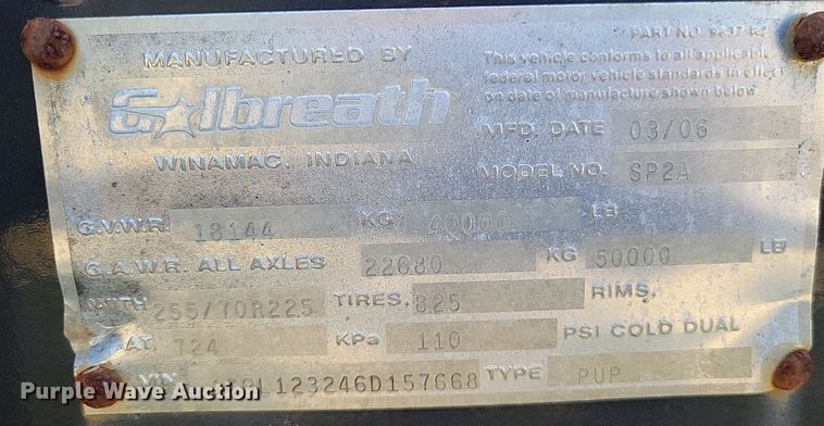 image for item DP5242 2006 Galbreath SP2A  container trailer