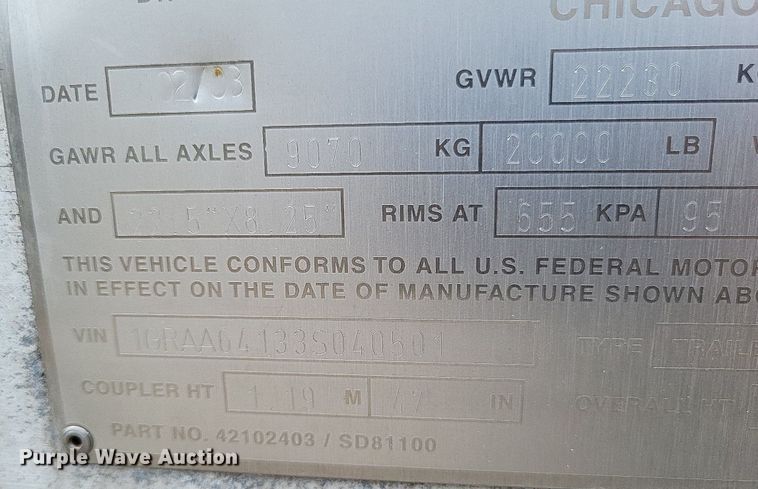 image for item DP5248 2003 Great Dane 7431LB  dry van trailer