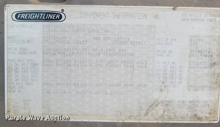 image for item LS9725 2002 Freightliner Century Class  semi truck