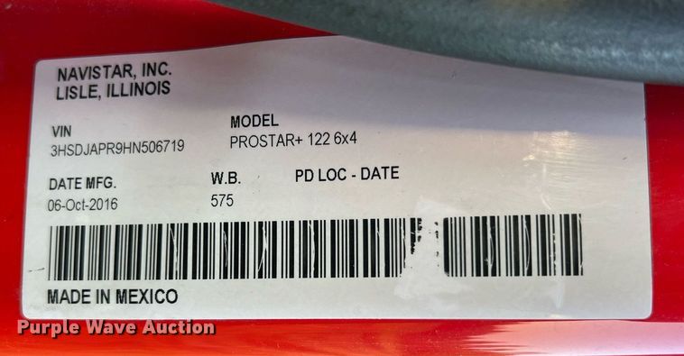 image for item NA9141 2017 International ProStar+ 122  semi truck