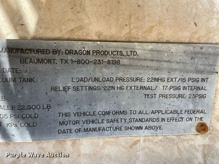 image for item NT9518 2015 Dragon  vacuum trailer