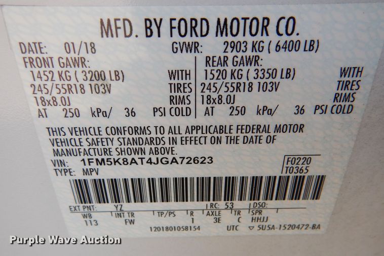 image for item DN8664 2018 Ford Explorer Police Interceptor  SUV