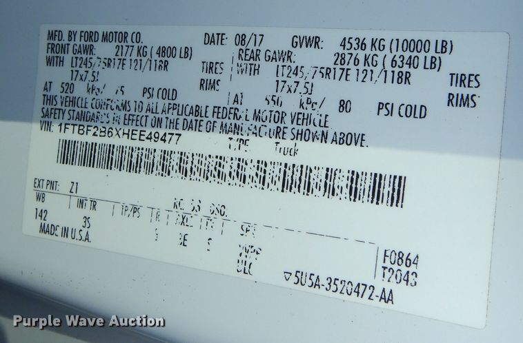 image for item DN8667 2017 Ford F250 Super Duty XLT pickup truck