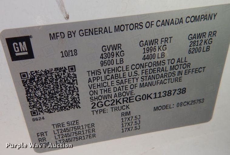 image for item DN8669 2019 Chevrolet Silverado 2500HD Double Cab utility bed pickup truck