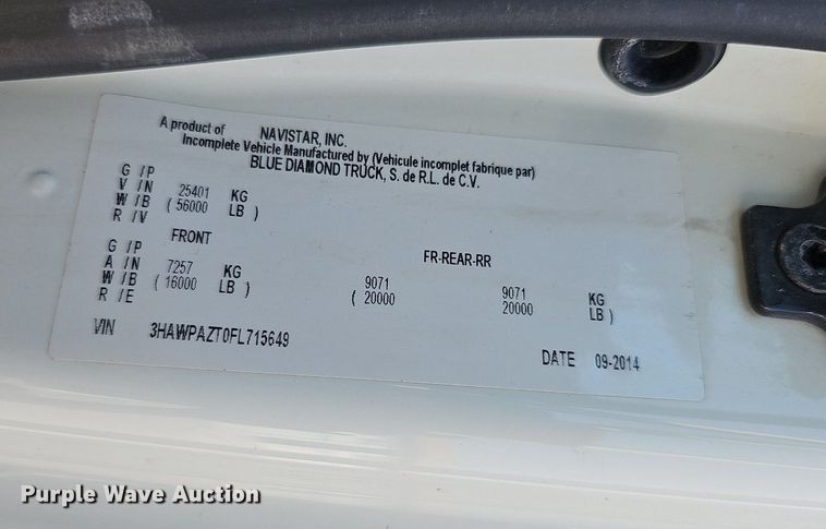 image for item DN8672 2015 International WorkStar 7500 dump truck