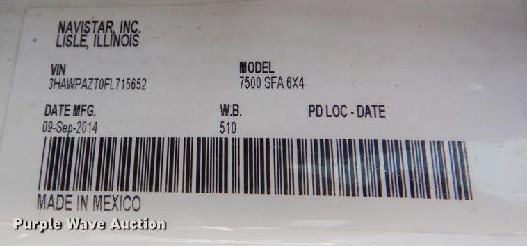 image for item DN8683 2015 International WorkStar 7500 dump truck